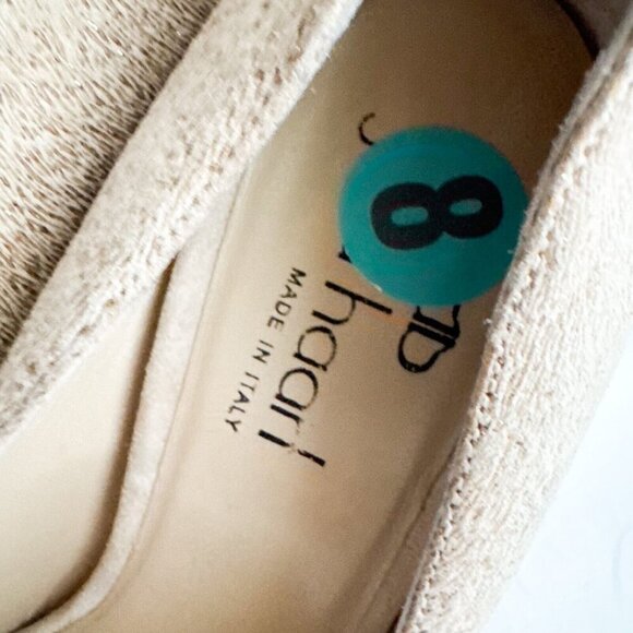 Julia Haart Nude Beige Pointy Toe Unique Heel High Heels 38.5 - Picture 7 of 11